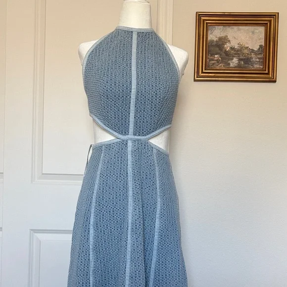 Sabina Musayev Small Gossip Halter Maxi denim chambray 70s boho Blue Dress - Picture 4 of 8